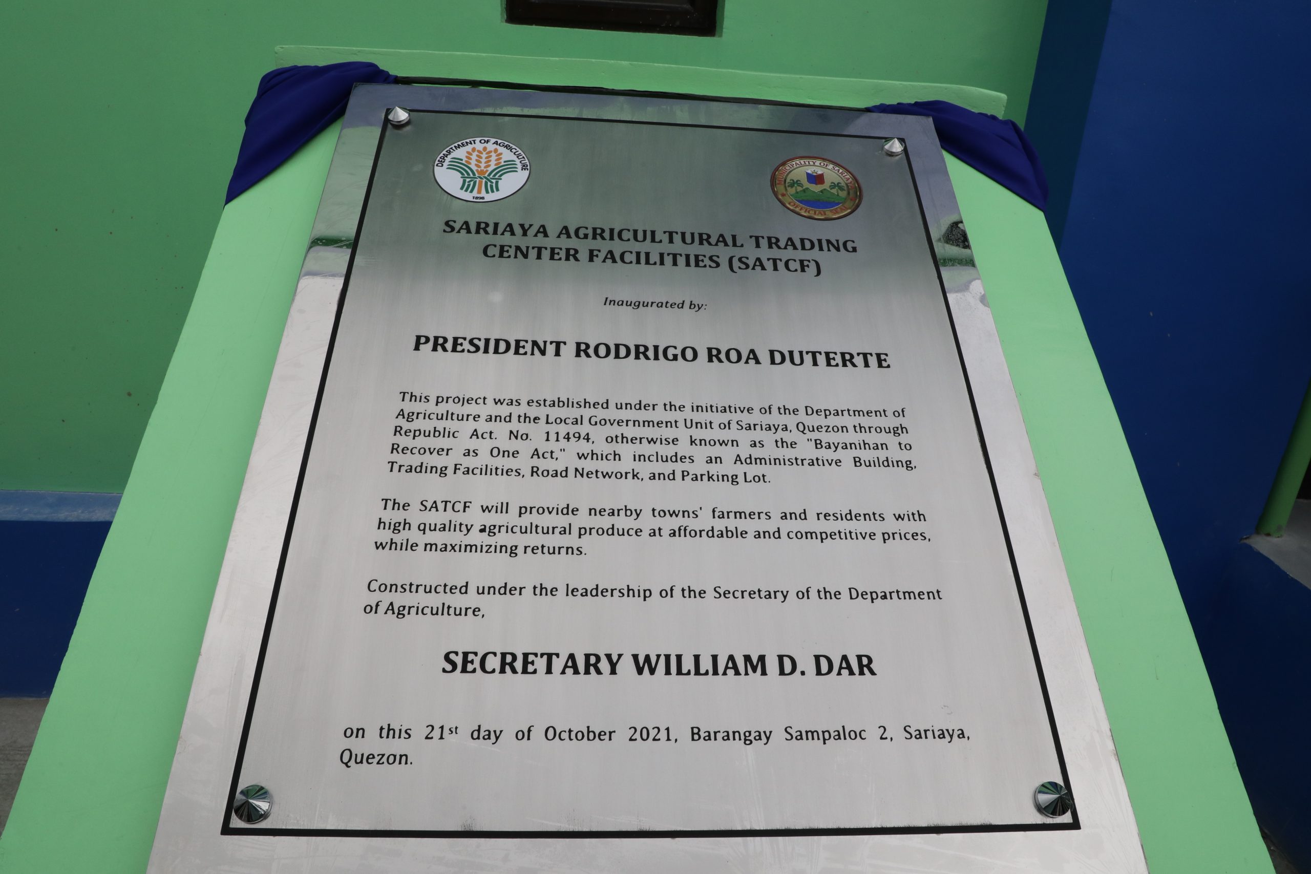 Inauguration of Sariaya Agricultural Trading Center and Facilities (Oct ...